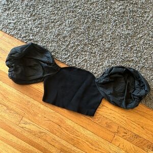 Zara Black Puffy Sleeve Crop Top Size Small